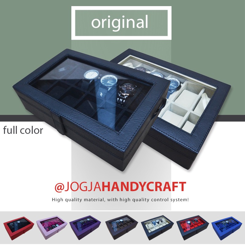 (PROMO) FULL COLOR Kotak Tempat Jam Tangan Isi 12 / Box Jam / Watch Box /  Wadah Jam