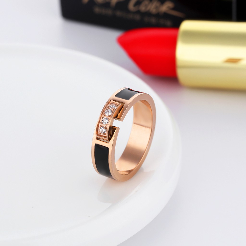 Cincin Titanium Mini Korea Wanita Fashion CK057 rose gold simple elegant cocok pesta kantor formal