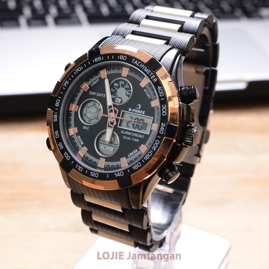 Jam Tangan Tali Pria DUAL TIME DFORCE Original Bergaransi  Model 2021 Casual Keren