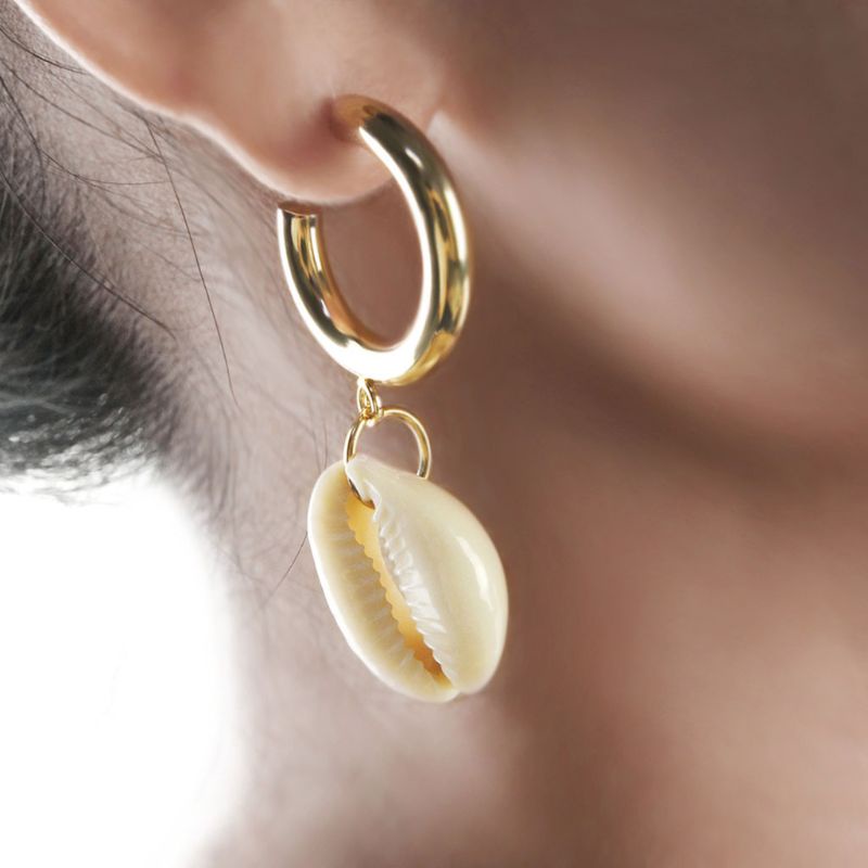 SIY  Fashion Women New Natural Shell Earrings Charming Bohemian Style Alloy Earring Ear Jewelry for Lady