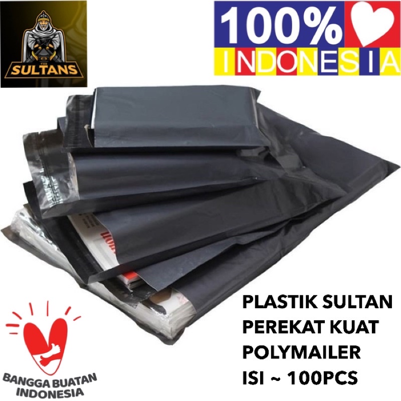 1PACK ISI 100PCS PLASTIK HITAM ONLINE SULTAN BAHAN POLYMAILER PEREKAT KUAT PAKET AMAN SETIAP SAAT