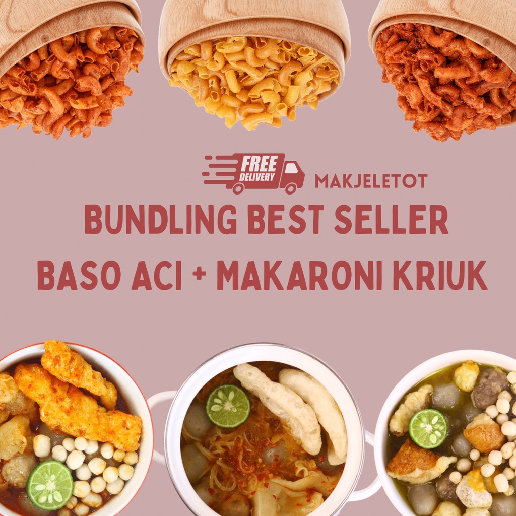 

Special Bundling Baso Aci dan Makaroni Kriuk Garing Kering Pedas Asin