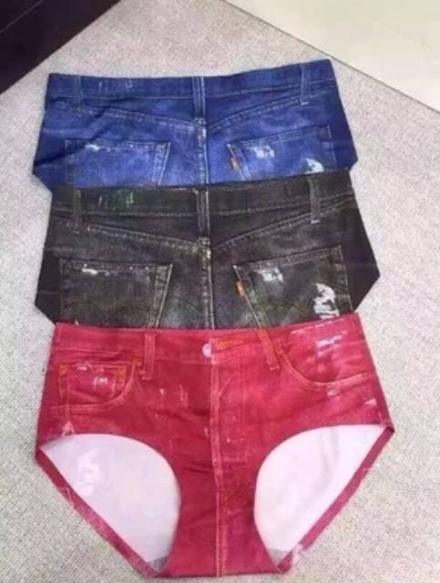 Celana dalam panties panty cd motif jeans 3d seamless tampa jahitan ok  god