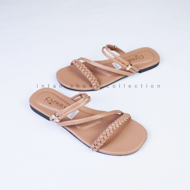 Sandal slip on teplek wanita terbaru/sandal tali kepang wanita kekinian/sendal tali anyam