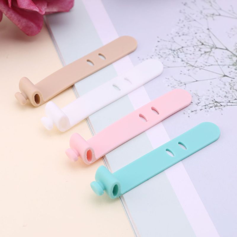 Cre 4pcs / Set Strap Silikon Pengikat Kabel Usb / Headphone