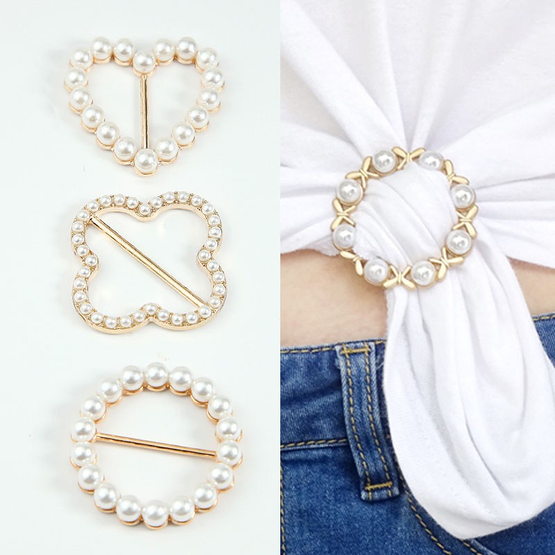 1pc Fashion Classic Geometric Crystal Pearl Adjustment Waist Buttons For Decorative Accessories