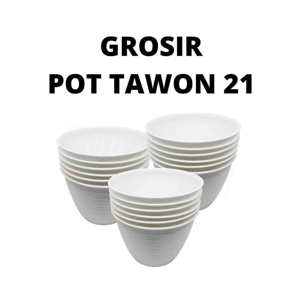 HPP - GROSIR - POT TAWON 21 CM - POT PUTIH - POT TAWON PUTIH 21 - POT TANAMAN HIAS - POT HIAS - POT INDO