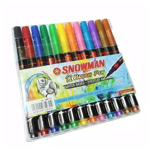 

Spidol Kuas Kecil Original Snowman Brush Pen Water Based Dyestuff Ink Kaligrafi Set 12 Warna Color Doodle Arts Ilustrations Hand Lettering