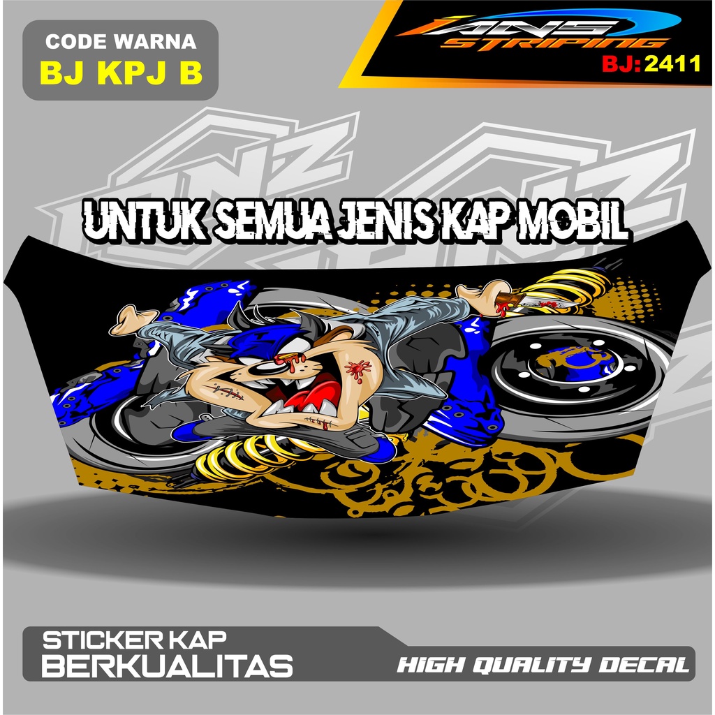 VARIASI STICKER KAP MOBIL BRIO, AGYA, JAZZ, AVANZA, INOVA / DECAL STIKER CUP KAP MOBIL / STIKER KAP MESIN