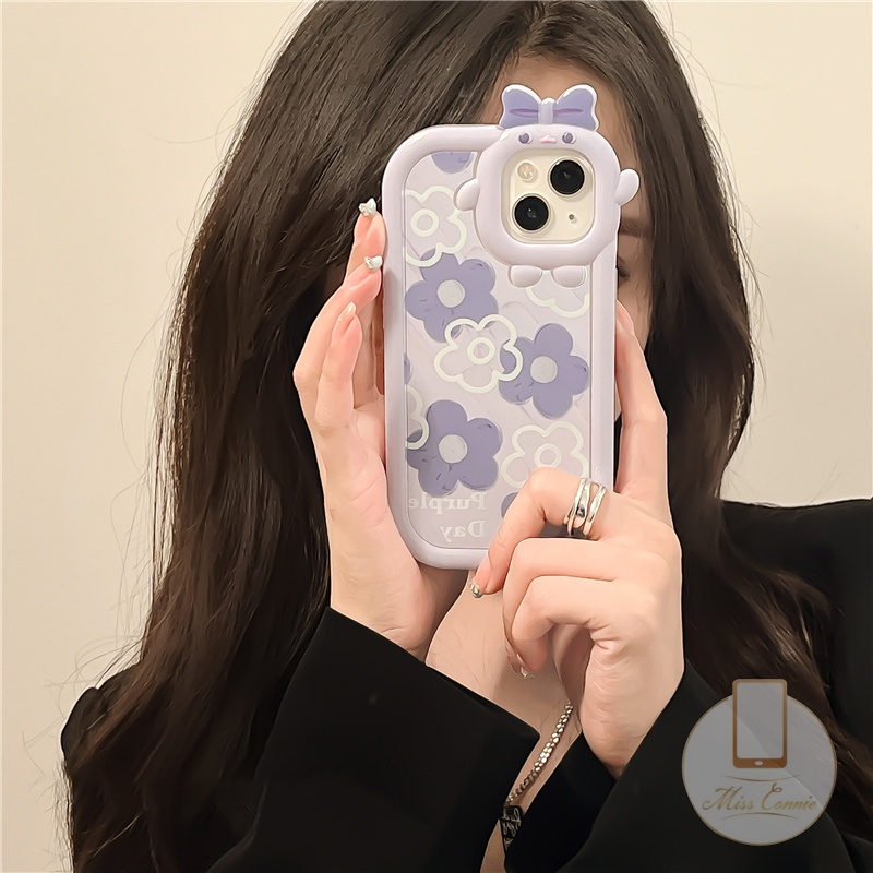 Vivo Y21 Y21A Y35 Y12i Y15s Y22 Y16 Y15A Y21s Y15 Y75 Y55 V25 V23E V23 Y11 Y11s Y12 Y20 Y33T Y20s G Y91C Y51 Y33s Y91 Y30 Bunga Segar 3D Bow-knot Monster Kecil Lensa Soft Case