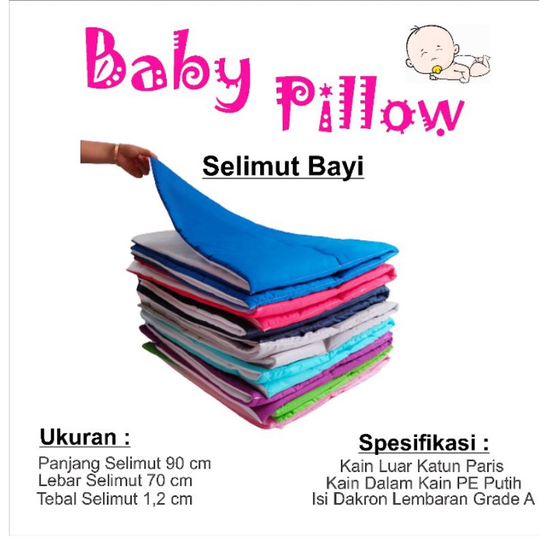 Selimut Bayi Tiga Lapis ( katun, dakron, kain PE putih )