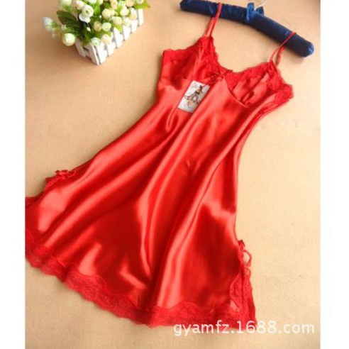 MISS'O BT003 Baju Daster Bahan Satin Renda Baju Tidur Wanita Motif Pita