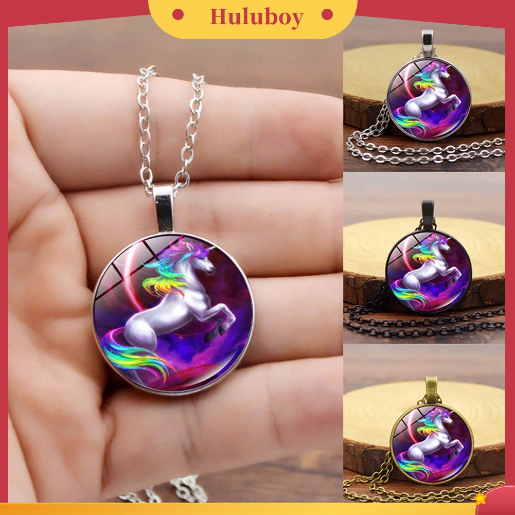 Hu Hu Hu Hu Hu Alat Bantu Pasang Kacamata♡ Kalung Dengan Liontin Unicorn Warna-Warni Untuk Pria Dan Wanita