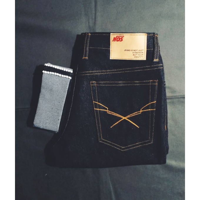 raw denim shelvedge shell stitch black indigo 14 oz