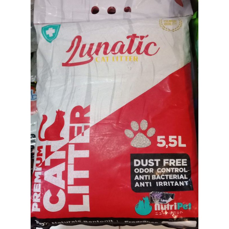 LUNATIC 5,5L cat litter / Pasir kucing gumpal wangi