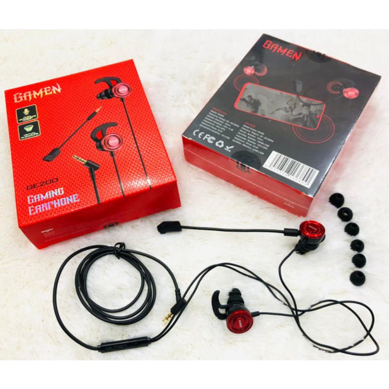 HEADSET EARPHONE GAMING GAMEN GE200 GE 200 DUAL MICROPHONE