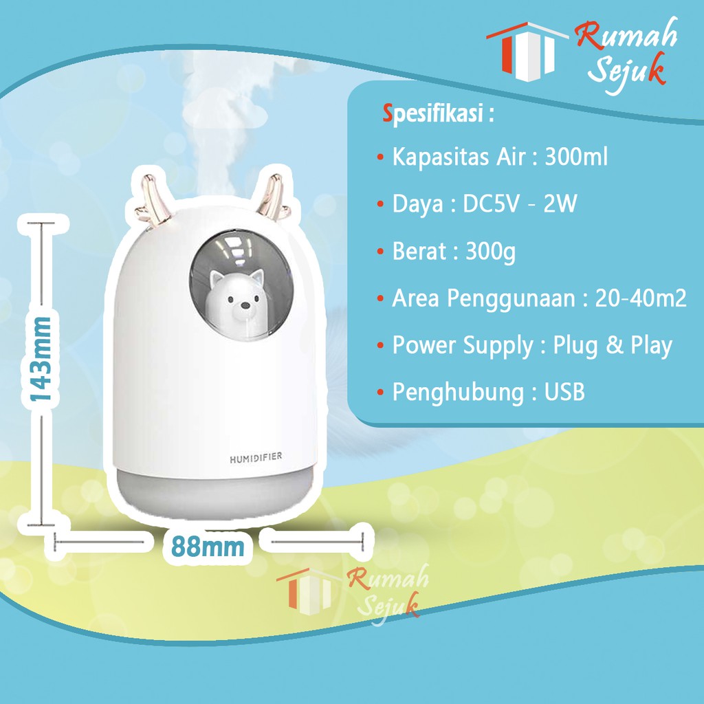 Air Humidifier Diffuser Aromaterapi Alat Pengharum Ruangan Difuser Disfuser Unik Lucu Humdifier Purifier Difusser Defuser Humidifer Humadifier Humudifier Dispuser Humifider Portable Mobil Car Uap Hiasan Kamar Lampu LED Free Gratis Oil RS-H7