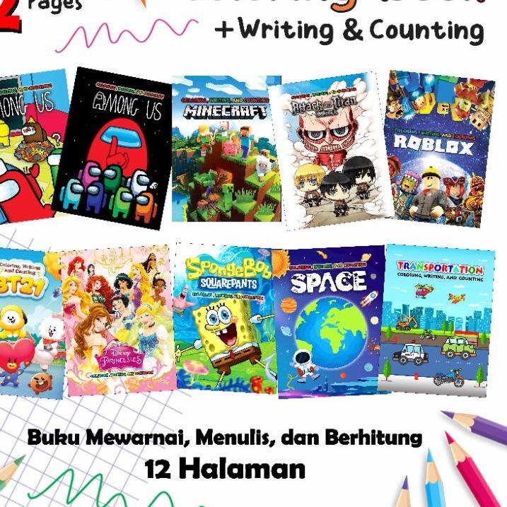 12.12 Flash Sale COLORING BOOK BUKU MEWARNAI ANAK ROBLOX MINECRAFT ATTACK ON TITAN AMONG US BT21 PLA