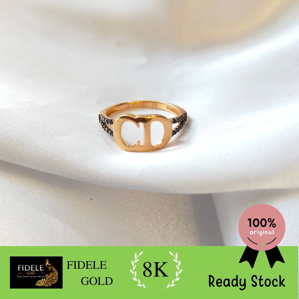 Cincin emas asli mata hitam 8K emas 375 cincin ringan hitam