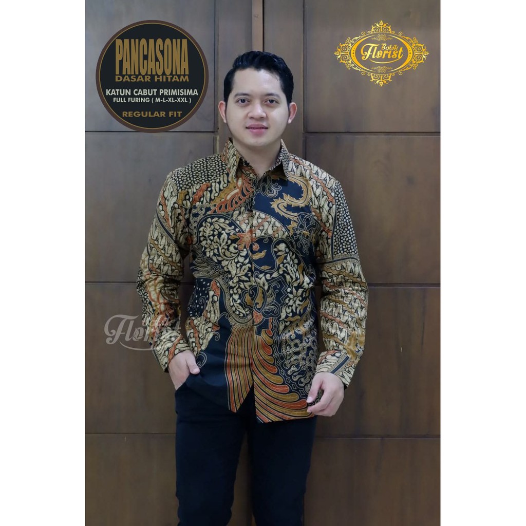 BATIK FLORIST PANCASONA kemeja batik pria lengan panjang terbaru