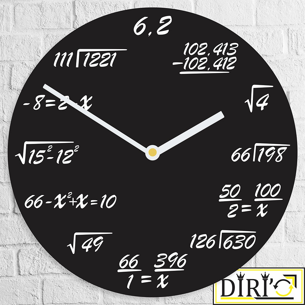 Jam Dinding Kayu Matematika Wall Clock Rumus Math Desain Unik Minimalis Murah-MTK 08