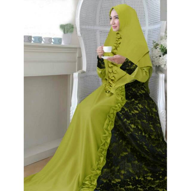 ALY. GAMIS CERUTY  BRUKAT // SET GAMIS SYIFA SYAR'I + KHIMAR DOUBLE LAYER