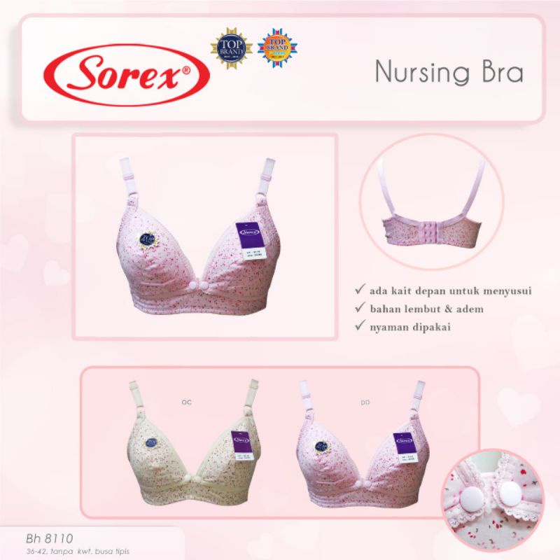 Sorex 8110 Nursing Bra (Bra Menyusui Tanpa Kawat Kait 3 Busa Tipis)