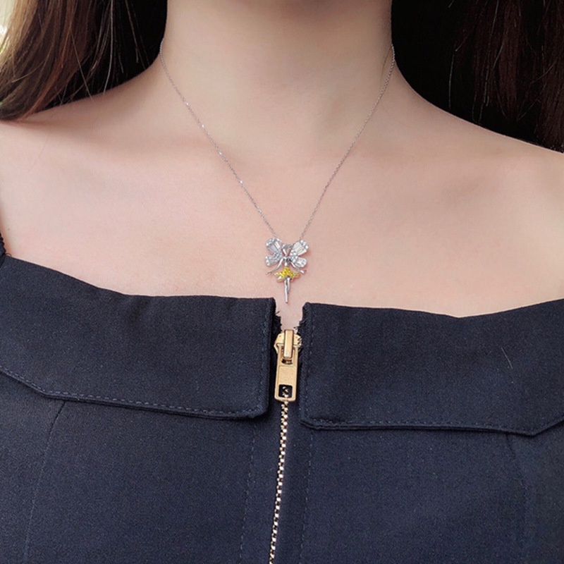 Butterfly Kalung Rantai Dengan Liontin Kupu-Kupu Warna Kuning Untuk Wanita