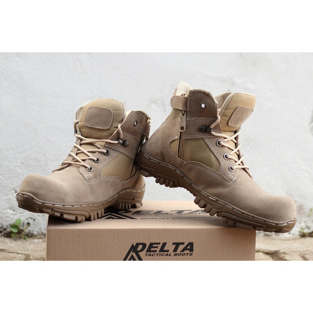 COD - Sepatu Outdoor PDL Pria DLTA Cheap Sleting Pendek 6inci Boots Safety Hitam Coklat Cream Murah