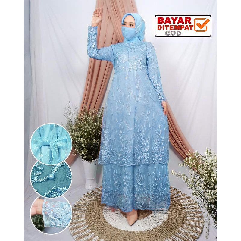 Gamis Brukat Tile Humaira L XL XXL/ Maxi Wanita /Maxi Terbaru / Maxi Muslim / Maxi Dress /-1