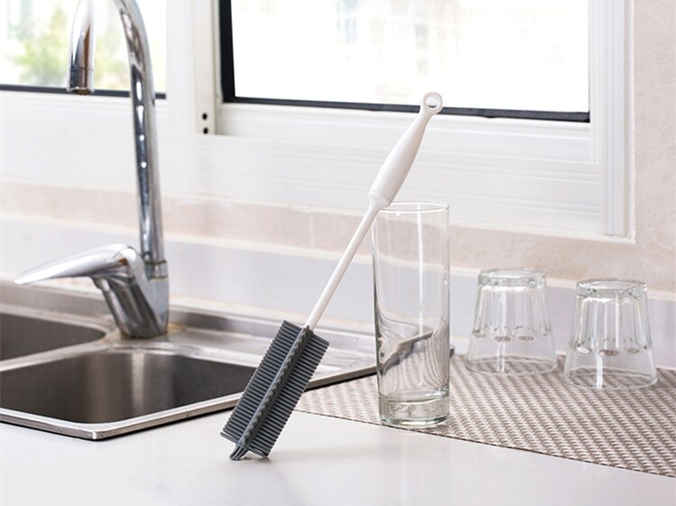 Silicone Glass Cleaning Brush Long Handle Cup Brush Household Tea Kitchen Wash Cup Sponge Brush Eco-Friendly