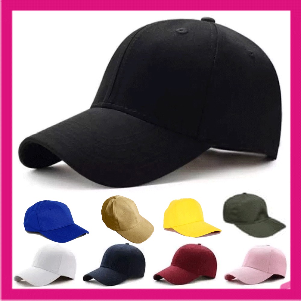 Topi Polos Baseball Pria Wanita Hitam Krem Biru Merah Kuning Putih Pink Abu Hijau Termurah ...