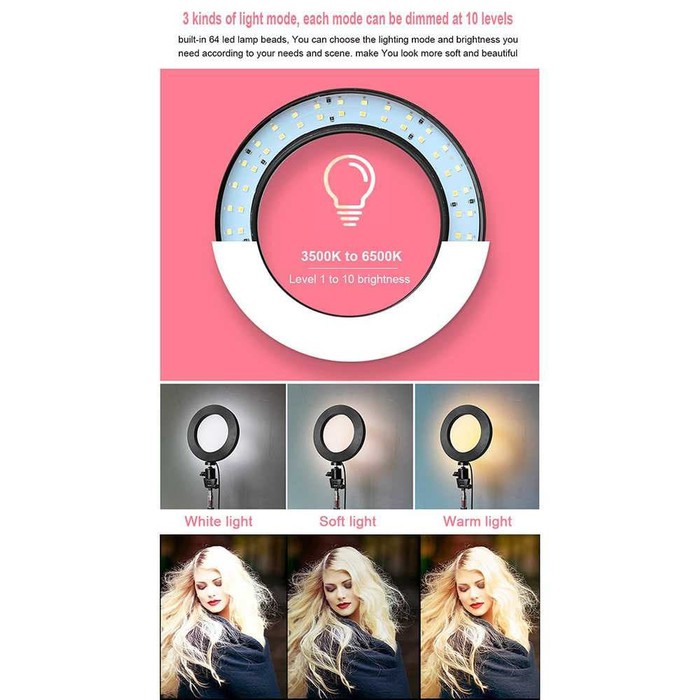 RING FILL LIGHT LED 26Cm Panjang Makasimal 2.1 Meter  Make Up Vlog Lampu Tiktok live Untuk Foto