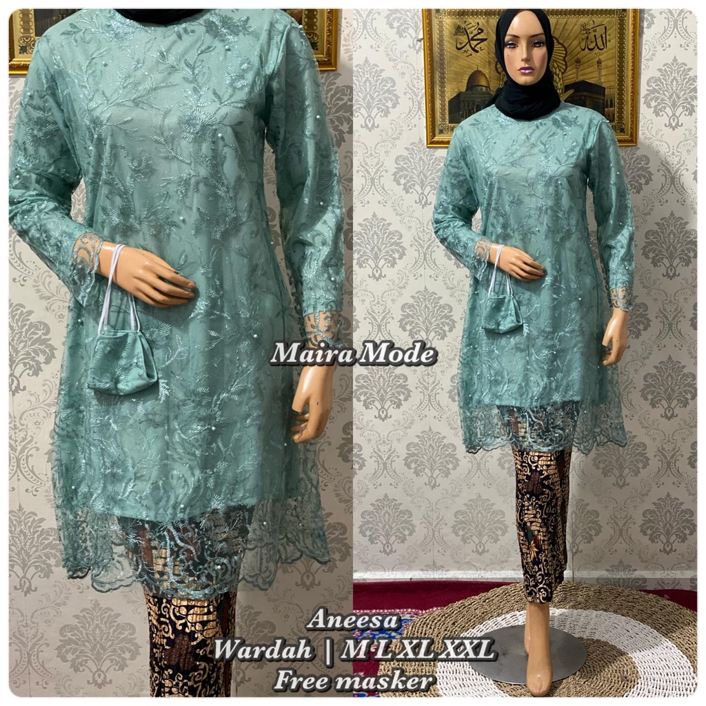 KEBAYA MODERN TUNIK SET PRISKET/ BROKAT TILLE SET PRISKET/FREE MASKER