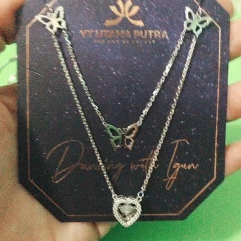 Kalung dan gelang dancing stone ivan gunawan double layer love dan bulat kupu YT kadar 375/8k