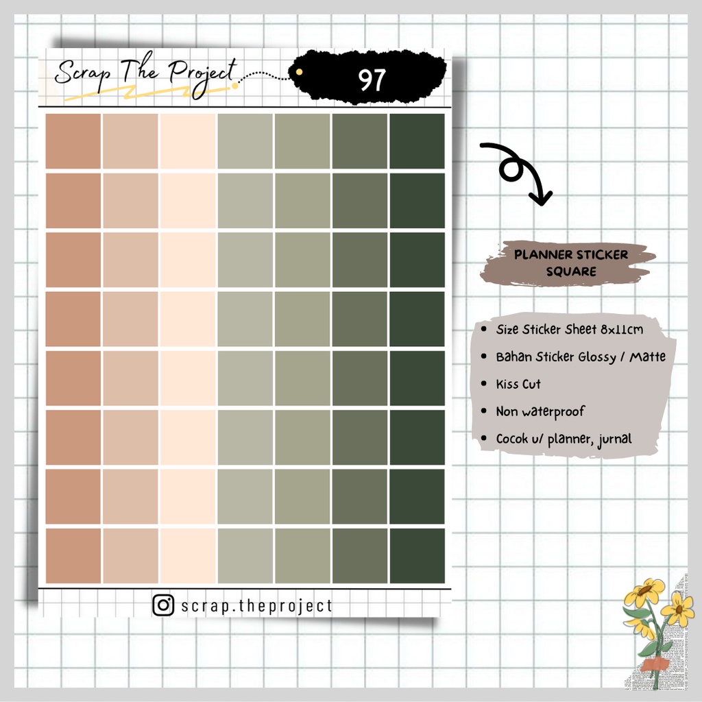 

STICKER PLANNER JOURNAL / SMALL SQUARE DECOR STICKER / STP - 97