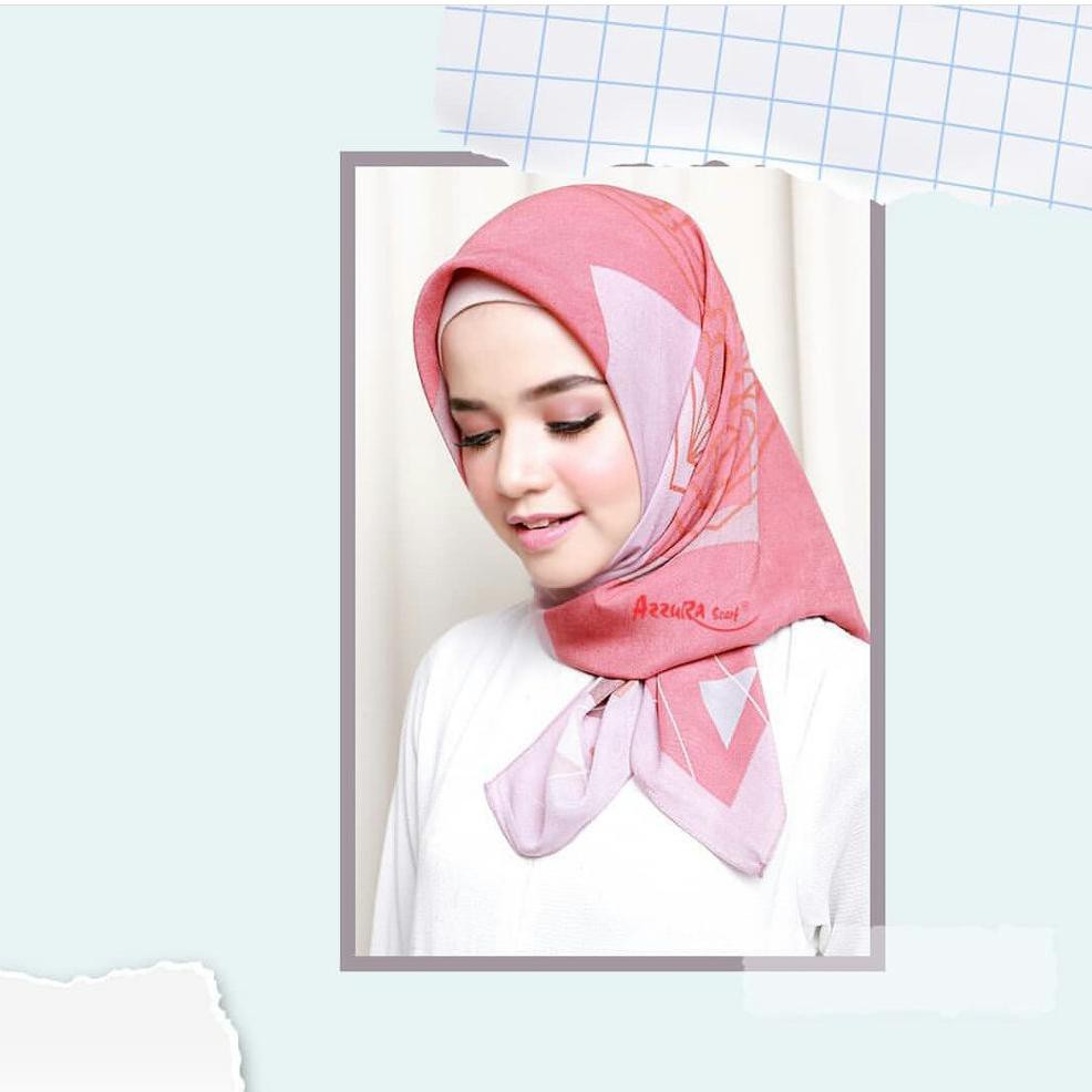 Jilbab Segiempat Chromic Serat Perancis Motif 4 By Azzura - Hijab  Scarf Square Murah Original