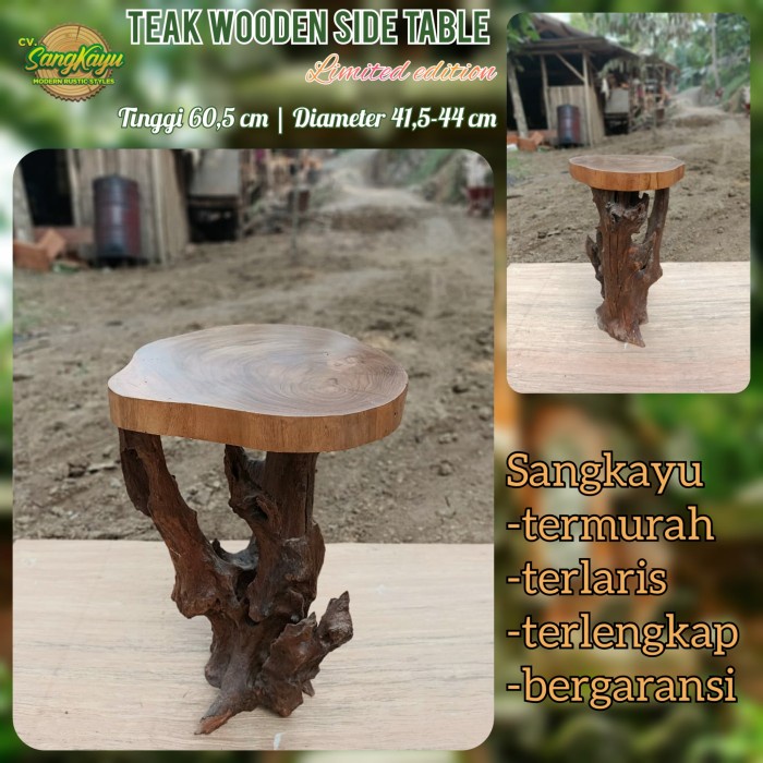 Meja kayu jati unik amazing teak wood wooden table Coffeetable side 16