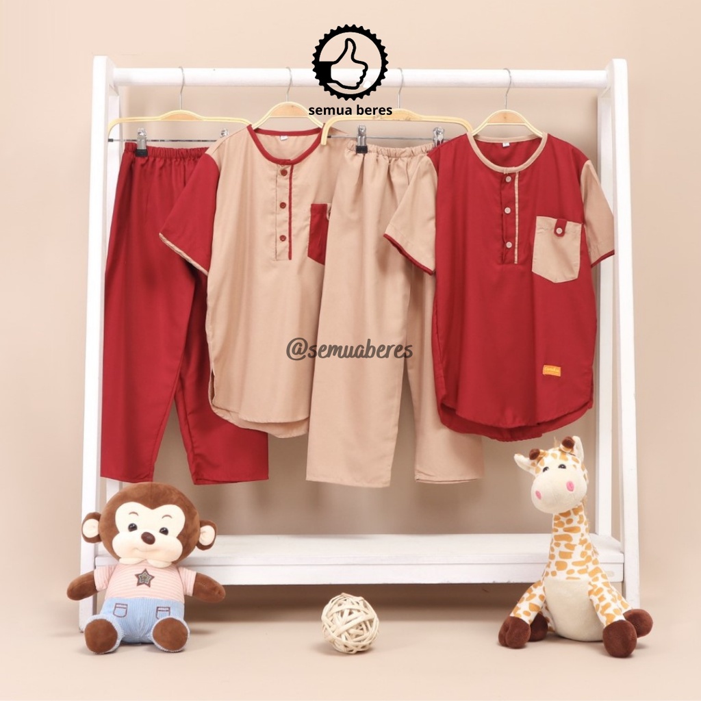 Setelan Baju Koko Anak MIX Celana Panjang Peci Set Sarkoci Kemeja Kurta Sarung Polos Kain Katun Laki Cowok Newborn Baby Bayi TK SD Sekolah Madrasah Pesantren Muslim Islam Warna Remaja Kokoh Umur Usia 0 1 2 3 4 5 6 7 8 9 Tahun 10 11 12 18 24 Bulan Salur