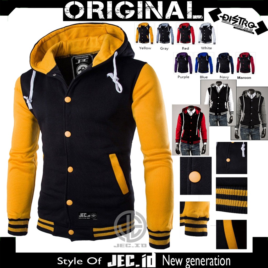 JEC Jaket Baseball Hoodie Varsity Tebal Full Premium | Hodie | Jaket Polos | Sweater | Switer