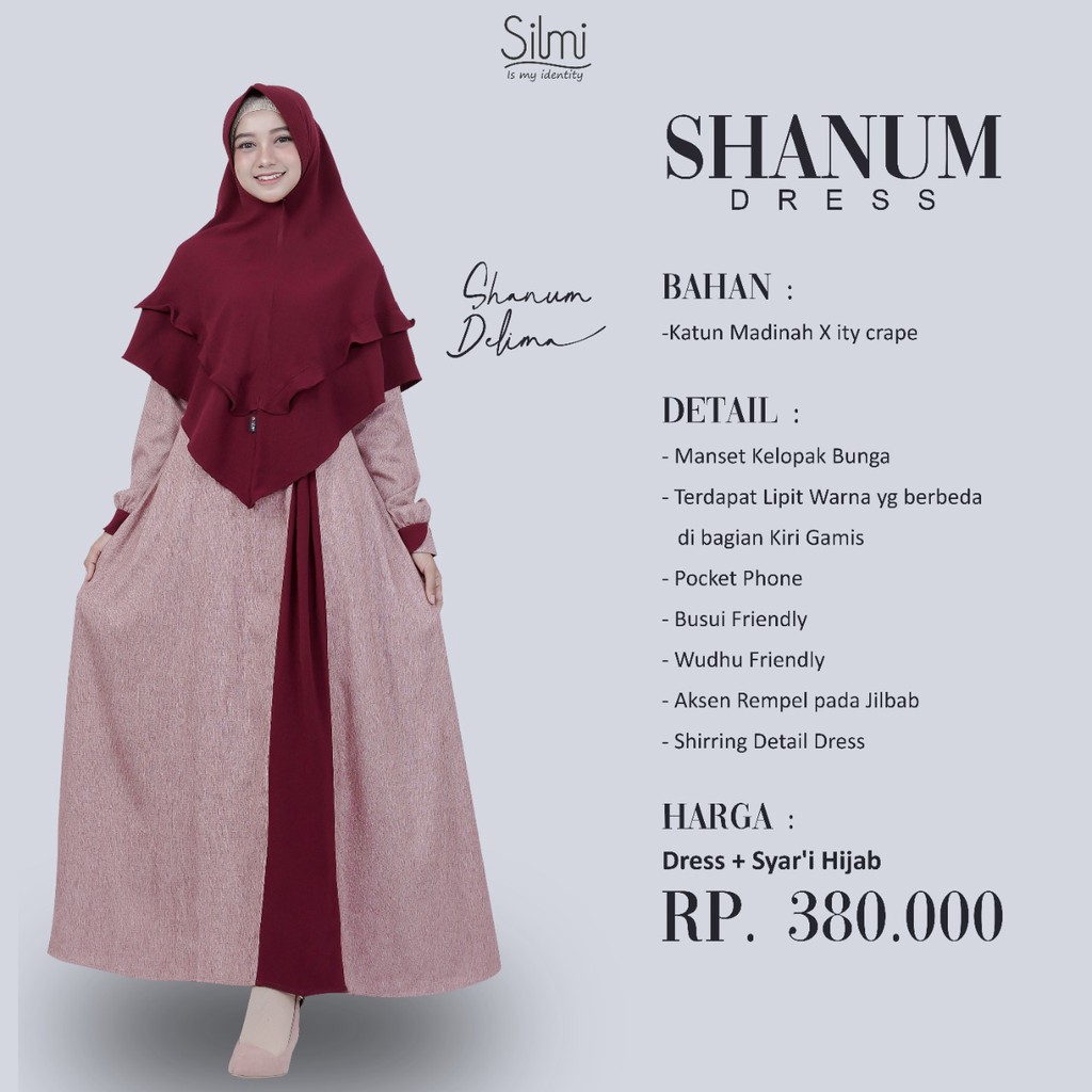 Shanum Dress Gamis Set Khimar Busana Muslim Branded