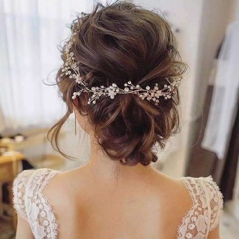 HEADRESS Rambut Hiasan Rambut Bride BrideMaid Flower Girl Pita Rambut Mahkota Wedding Hair Crown