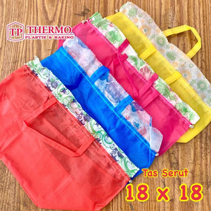 

Goodie Bag / Tas Serut 18X18 Cm / Kantong Kain Spunbond Hajatan - Merah Muda Berkualitas