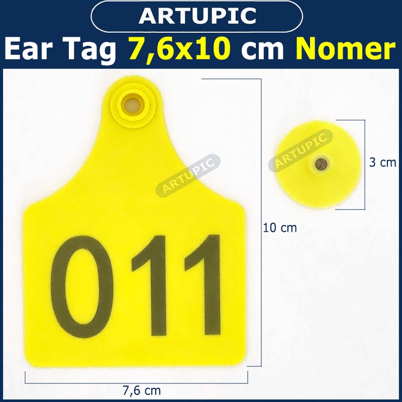 Ear Tag 7.6x10 cm Nomer Per100 Eartag bisa jadi Kalung Leher Hewan Ternak Sapi Babi Kambing Kuda Domba