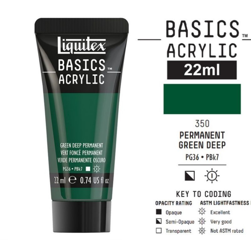 

LIQUITEX BASICS ACRYLIC 22 ML GREEN DEEP PERMANENT