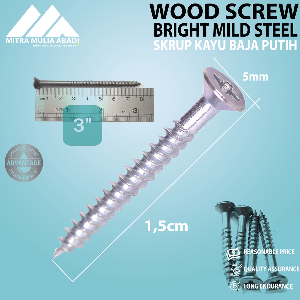 Sekrup Kayu CHW 5/8 inch x 5 / Skrup Wood Screw (A164)