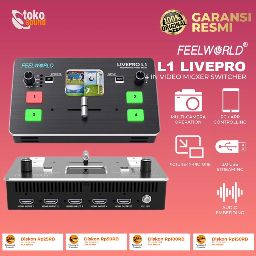 Jual Feelworld LIVEPRO L1 Live Pro Multiformat Video Mixer 4 HDMI