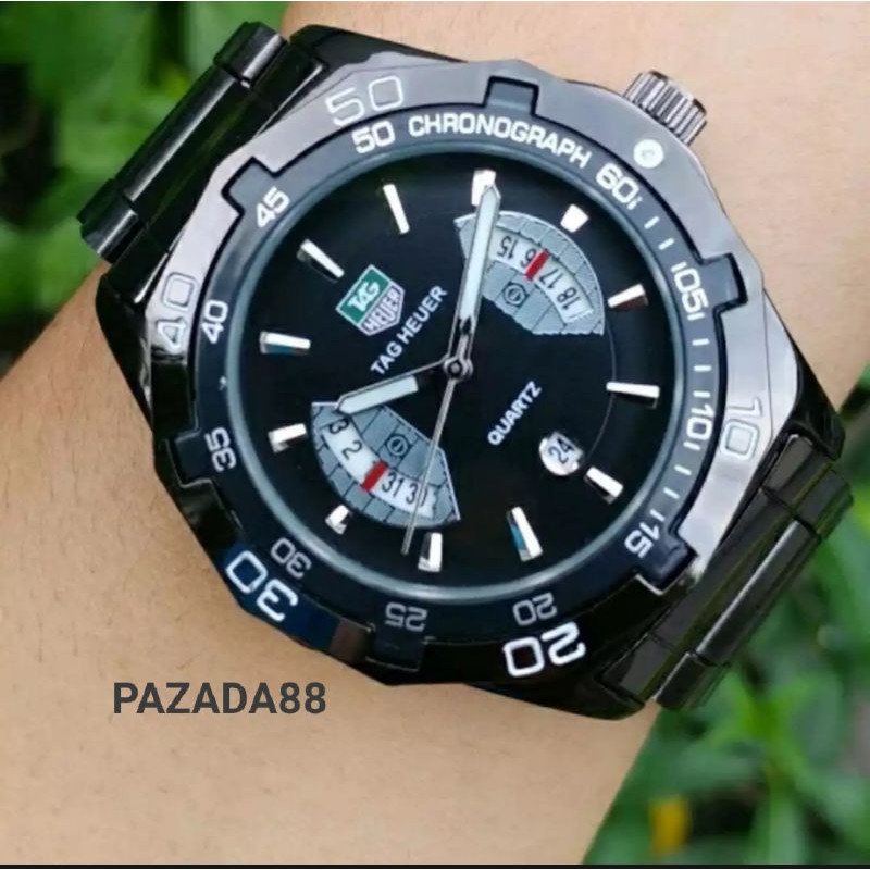 JAM TANGAN PRIA RANTAI HITAM STAINLESS STEEL