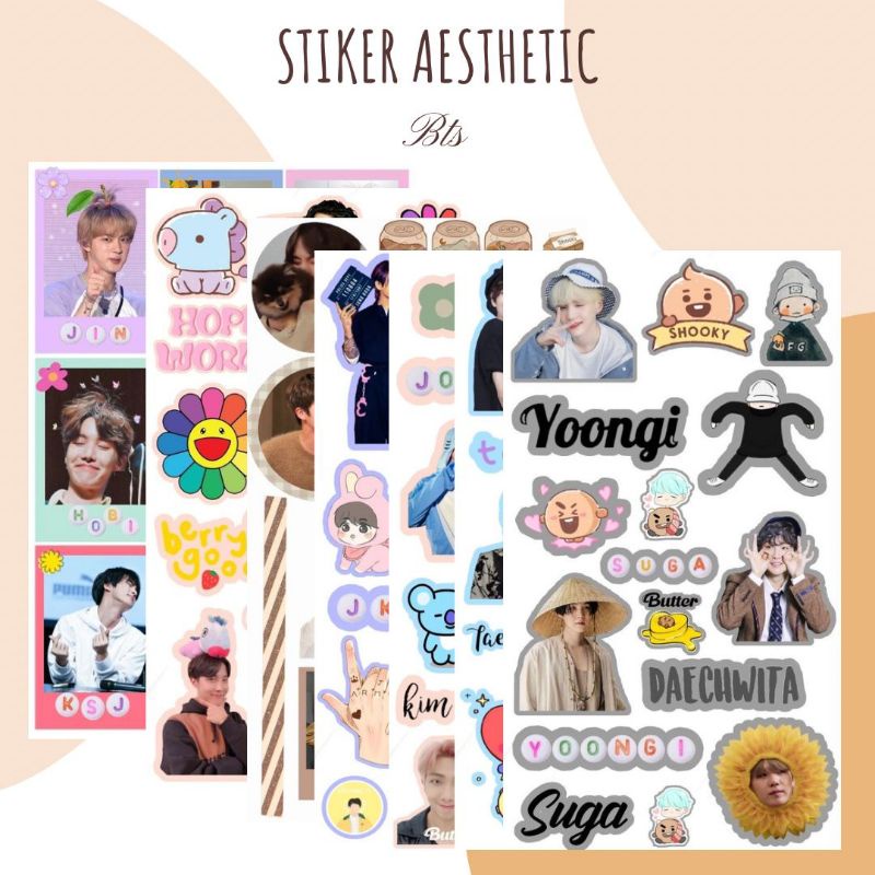 

[BUY 10 FREE 1] STIKER BTS PACK AESTHETIC ANTI AIR GLOSY PREMIUM 135 GSM