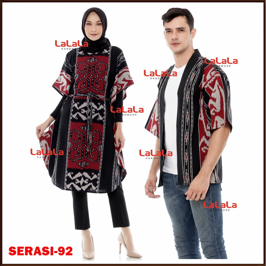 Set Couple tenun etnik - baju tenun, baju etnik - sarimbit atasan blazer tunik tenun